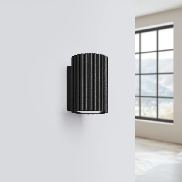 Kinkiet naścienny KARBON SL.1648 góra-dół ryflowany czarny