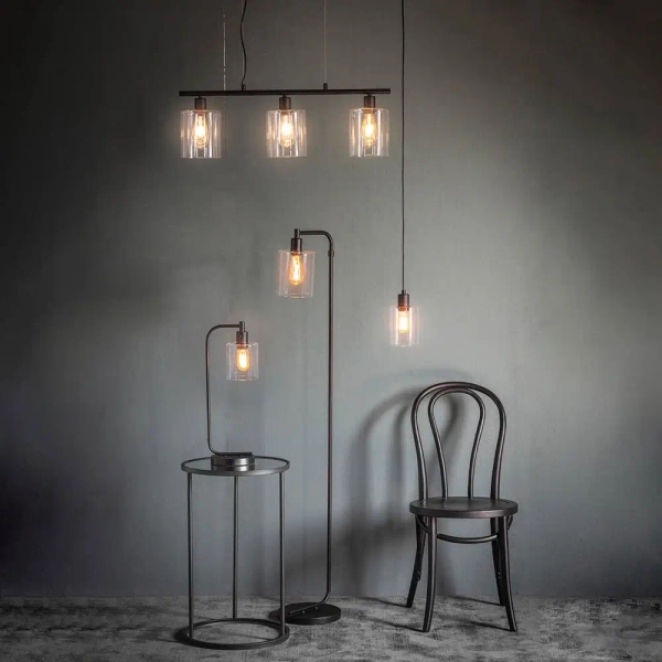 Wisząca lampa do salonu Toledo 95472 czarna przezroczysta