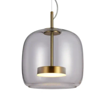 Szklana lampa wisząca Caste PND-17760A-BRSS-CL LED 10W 3000K szara złota