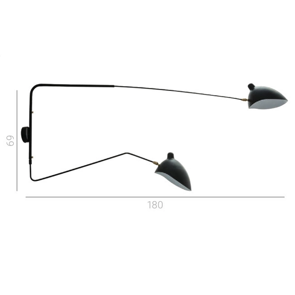 LAMPA ścienna DAVIS MBE0016-2 Italux metalowa OPRAWA kinkiet okrągły na wysięgniku czarny