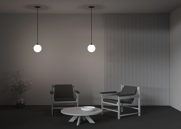 Zwis do sypialni Luna P039PL-5W4K-20INS-B Maytoni LED 5W 4000K kula biała czarna