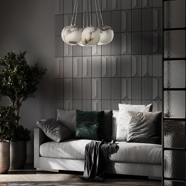 Zwieszana lampa Kepler QN-KEPLER-7P-BG LED 49W 3000K kula złoty biały