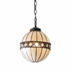 Kulista lampa wisząca Fargo 67044 Interiors Tiffany nad stół witraż beżowa czarna