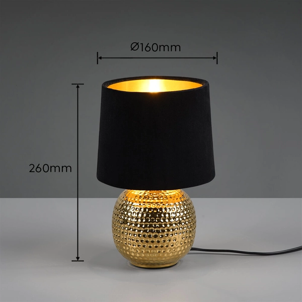 Ceramiczna lampka nocna EUDORA DL002-50821 z abażurem czarna złota