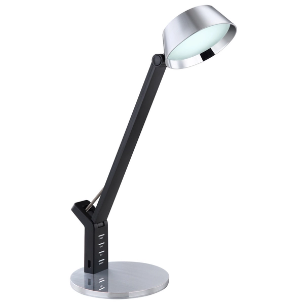 Stojąca lampa URSINO 58422S LED 8W 3000-6300K z portem USB czarna srebrna