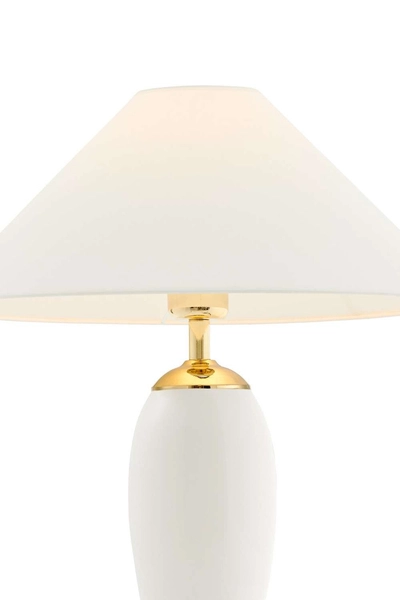Abażurowa LAMPKA biurkowa REA 40608101 Kaspa stojąca LAMPA stołowa do sypialni nocna złota biała