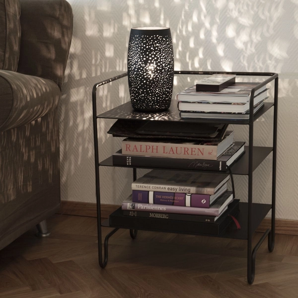 Ażurowa lampa stojąca Colby stołowa do gabinetu czarna