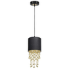 Glamour LAMPA wisząca ALMERIA MLP6439 Milagro okrągła OPRAWA materiałowy ZWIS kryształki crystals czarne