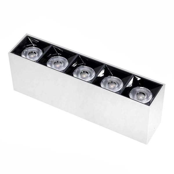 Sufitowa lampa liniowa z oczkami 1059 Domeno LED 15W 3000K prostokąt biała