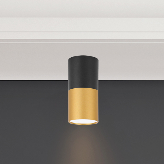 Lampa sufitowa 2282688 loftowa metalowy plafon tuba czarna złota