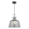 Industrialna wisząca lampa Rhode RHO8610 ryflowana chrom przydymiona