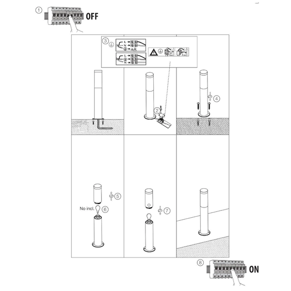 Stojący słupek ogrodowy Dody 90946A06 IP44 czarny biały