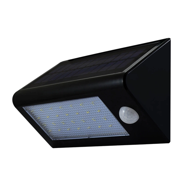 Solarna lampa zewnętrzna BOX 307637 Polux elewacyjna LED 5,5W 6400K z czujnikiem IP44 czarna