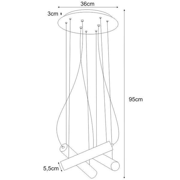 Kaskada LAMPA wisząca Mile K-4401 Kaja metalowa OPRAWA sople ZWIS tuby czarne