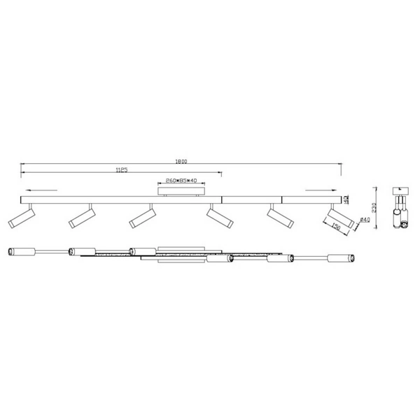 Lampa sufitowa ZENO 648310705 LED 18W+33W 2700-6500K tuby czarne srebrne