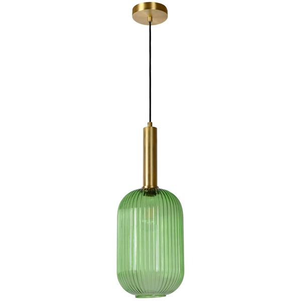 LAMPA wisząca MALOTO  45386/20/33 Lucide loftowa OPRAWA szklany zwis zielony mosiądz