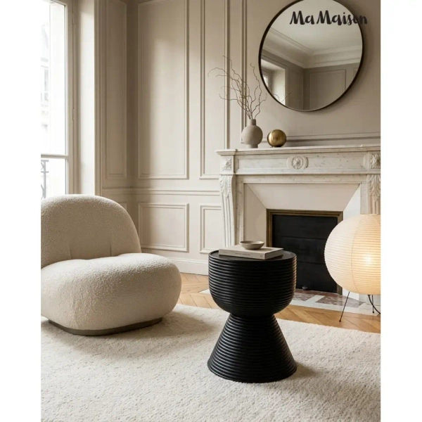 Stolik kawowy LAPIS MM001501100407 czarny drewniany do salonu 36cm