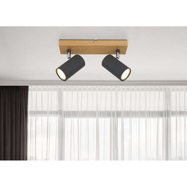 Regulowana lampa nasufitowa Robby 57911-2G grafitowa drewno