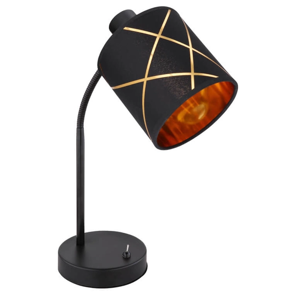 Lampa biurkowa Glamour okrągła 15431-1T Globo z włącznikiem czarna złota