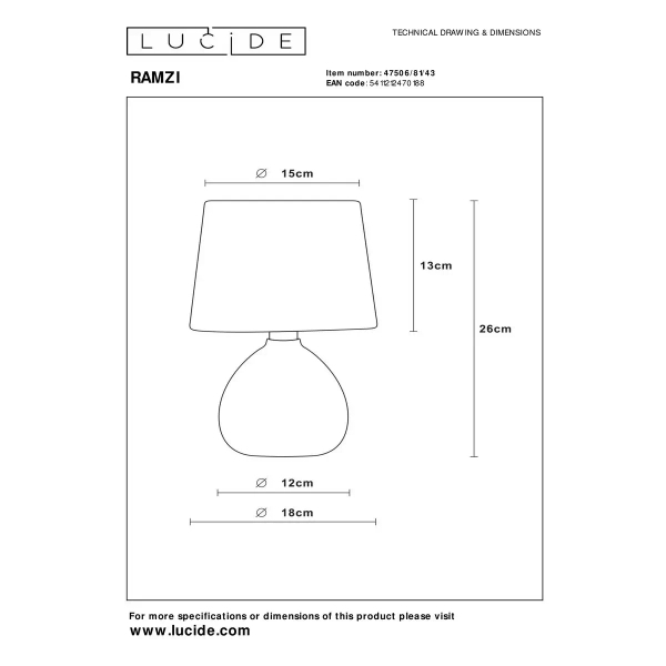 Skandynawska nocna lampka Ramzi 47506/81/43 tkanina ceramika brązowy