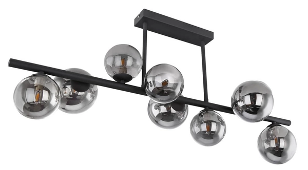 Sufitowa lampa molekułowa Riha 56133-9D szklane klosze czarne przydymione