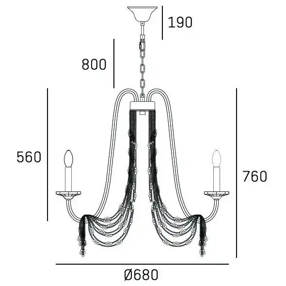 Pałacowa LAMPA wisząca MADRID P05165CP Cosmolight świecznikowy ŻYRANDOL do salonu szampański