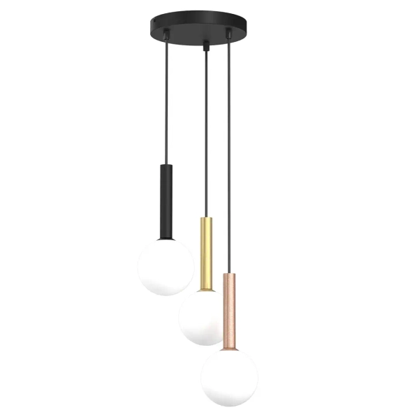 Potrójna wisząca lampa PLAY BLACK MLP0969 do salonu czarna miedziana złota