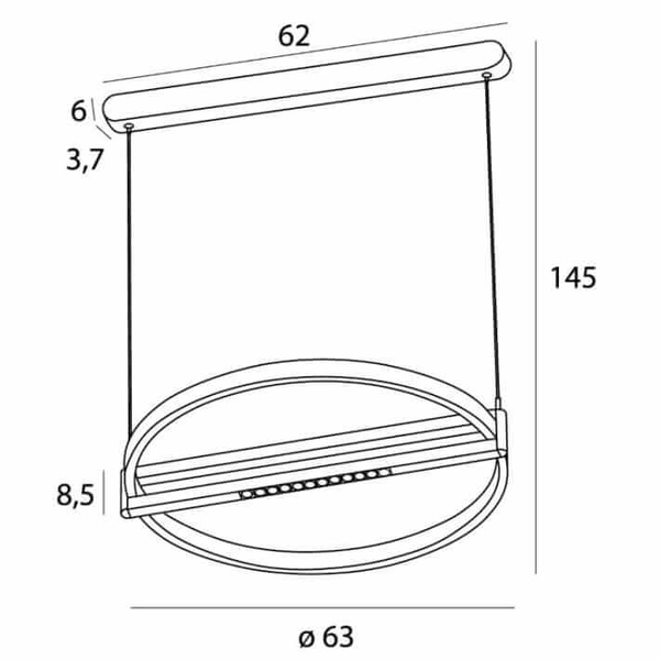 Lampa wisząca Singapur P0552 LED 48W 3000K okrąg czarny drewniany