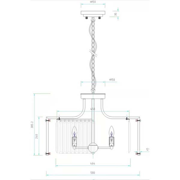 Wisząca lampa glamour CGASBURP na łańcuchu nad stół chrom