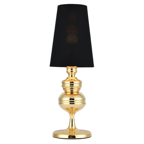 Klasyczna lampa stołowa Queen MT-8046-18 black gold  Step z abażurem czarna złota