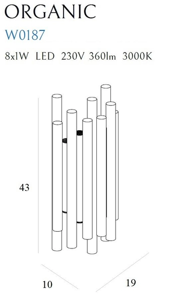 Kinkiet LAMPA ścienna ORGANIC W0187 Maxlight metalowa OPRAWA LED 8W 3000K sople złote