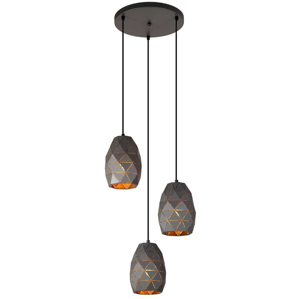 LAMPA wisząca HARLEY MDM-3480/3A GR+GD Italux kaskada OPRAWA metalowa ZWIS geometryczny grafitowy złoty szampański