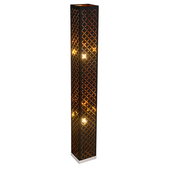 Prostokątna lampa podłogowa Clarke 15229S2 stojąca abażurowa czarna złota