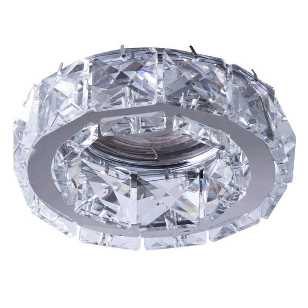 Okrągła lampa podtynkowa Ester AZ1449 oczko do gabinetu kryształ chrom