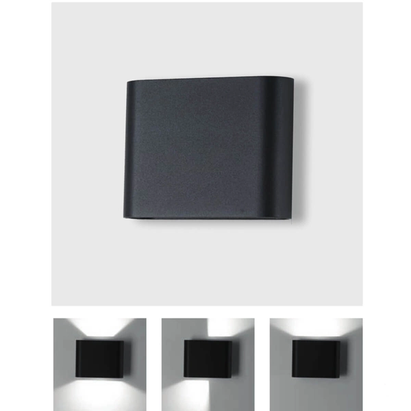 Prostokątna lampa ścienna Svala AZ5855 LED 6W 3000-4000K IP54 czarny