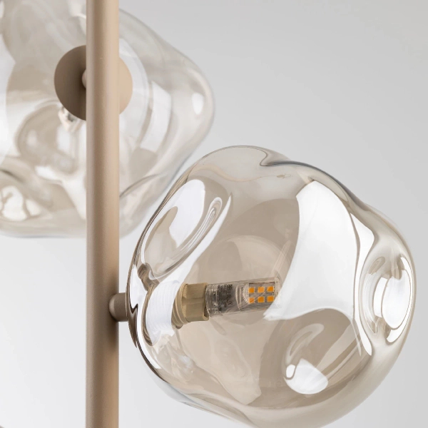 Glamour zwisająca lampa Lava Sabia 11107 szklane kule bursztynowy