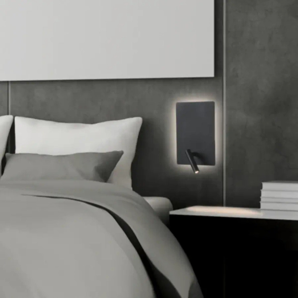 Naścienna lampa do hotelu H41 LED 3+5W 3000K do czytania czarny