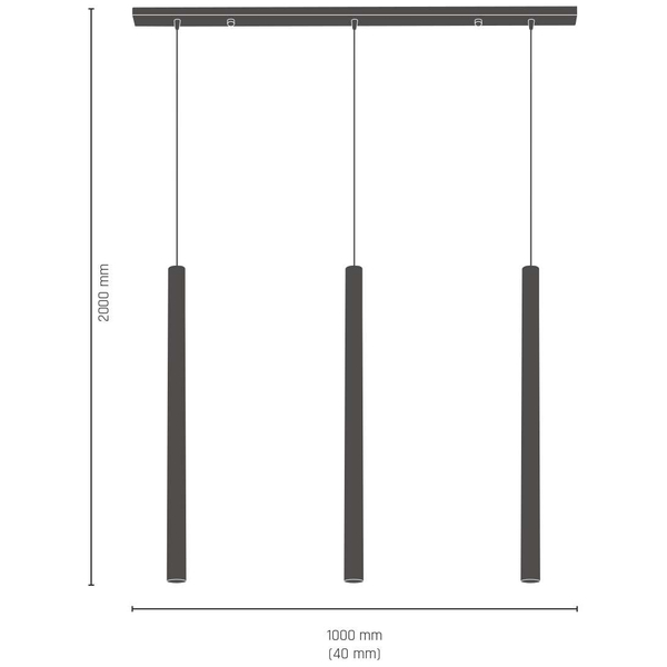 Zwisowa lampa AKADI 0133 metalowa tuby na listwie zwis czarny złoty