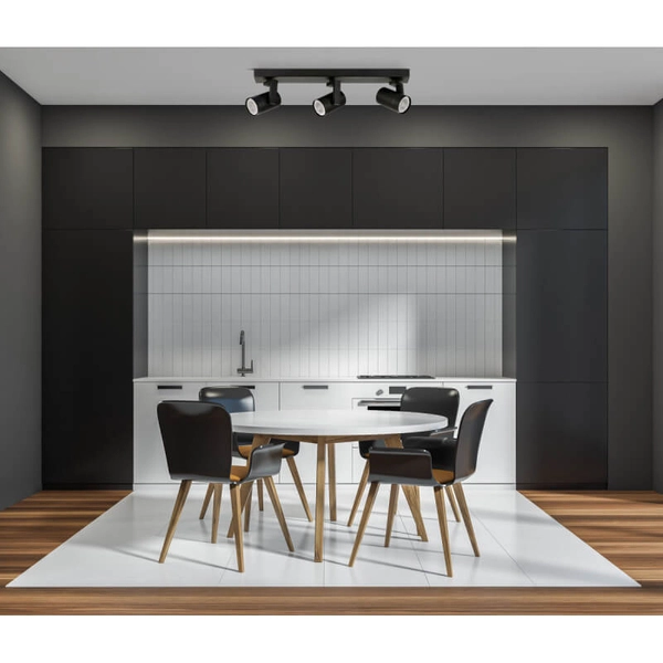 Regulowana lampa sufitowa Spiela czarne tuby na listwie