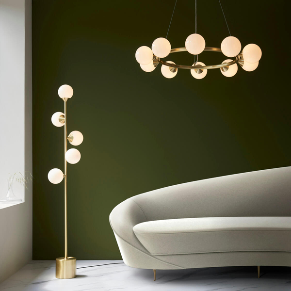 Molekułowa lampa wisząca L&-1106008 nad stół mosiądz biały