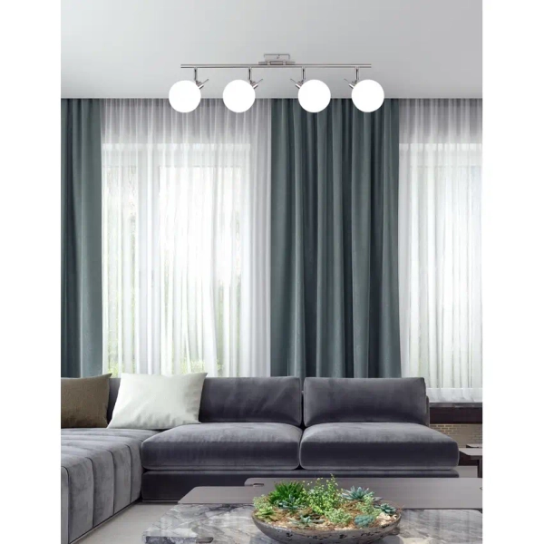 Kulista lampa sufitowa Ghost 94-01504 szklana metalowa biała chrom