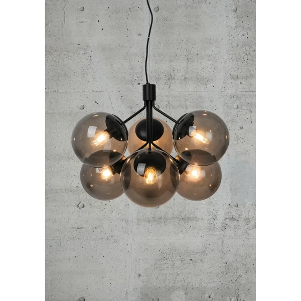 Szklana lampa wisząca nad stół IVONA 2112163003 kule czarny przydymiony