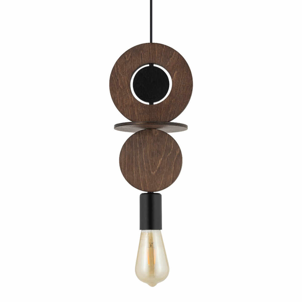 Zwisająca lampa nad stół Drops 11175 okręgi drewniana czarna