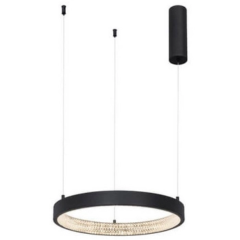 Glamour LAMPA wisząca MORON LE41722 Luces Exclusivas metalowa OPRAWA okrągy ZWIS LED 25W 3000K ring z krysztakami czarny