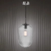 Ryflowana lampa wisząca Abrielle ABR0108 szklany owalny nikiel