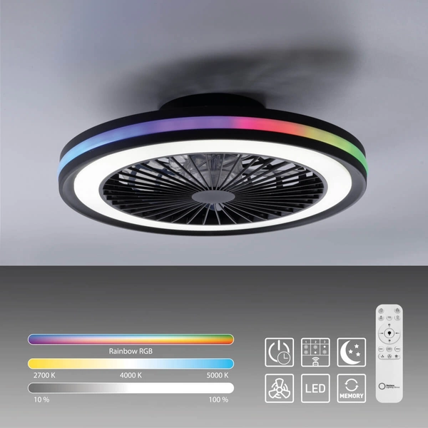 Plafon na pilot Brandon 14649-18 Just Light LED 36+5W 2700-5000K+RGB czarny