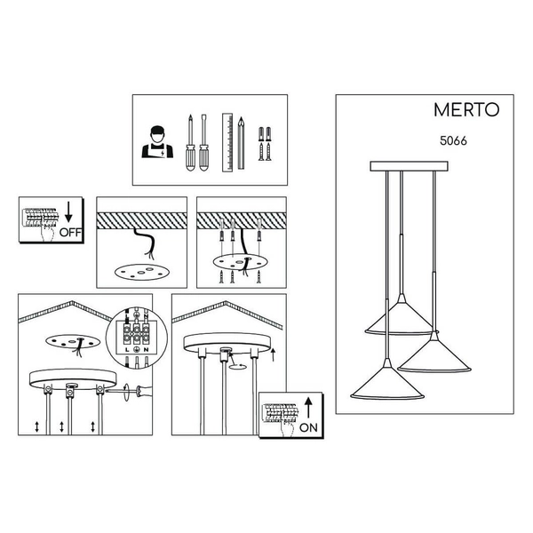 Potrójna lampa wisząca Merto 5066 Shilo metalowa do kuchni czarna