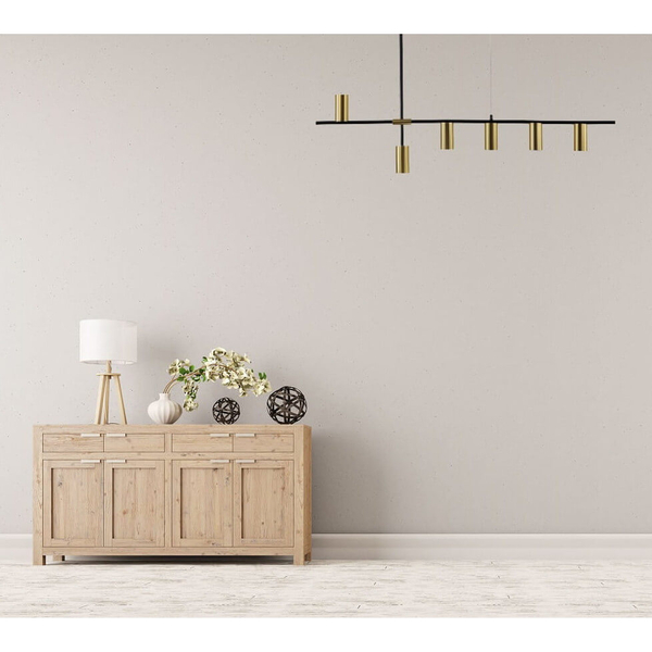 Lampa wisząca ARIZONA LP-074/6PL BK/GD Light Prestige loftowa oprawa metalowy zwis tuby czarne złote