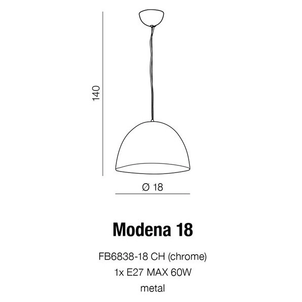Wisząca lampa kuchenna Modena AZ1399 Azzardo nowoczesna nad wyspę chrom