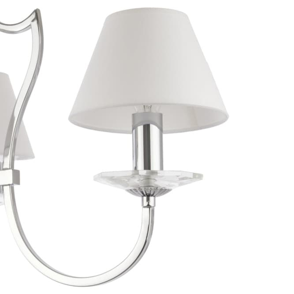 Wisząca lampa klasyczna Riga P03755CH-WH Cosmolight metal tkanina srebrna biała